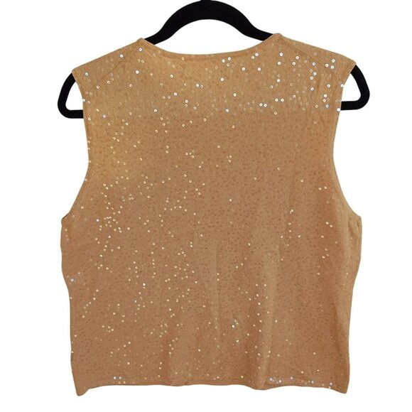 Jones New York Tank Top XL Womens Gold Sequin Sleeveless Preppy - Picture 4 of 8